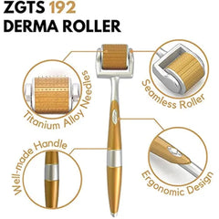 ZGTS Professional Gold Plated Needles Titanium Alloy Derma Roller, Gold.